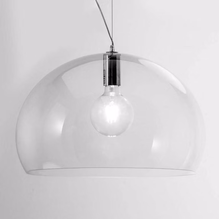 Kartell Lampada a sospensione Big FL/Y, dimmerabile, Chiaro / Trasparente, Soggiorno / Sala da pranzo, Plastica, Design, Lampada a sospensione
