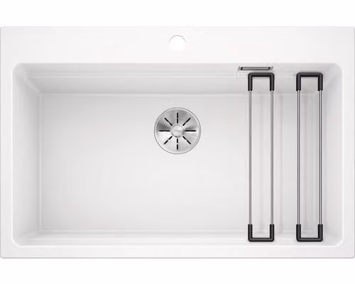 Lavello in granito Blanco ETAGON, dimensioni 510 x 780 mm, colore bianco
