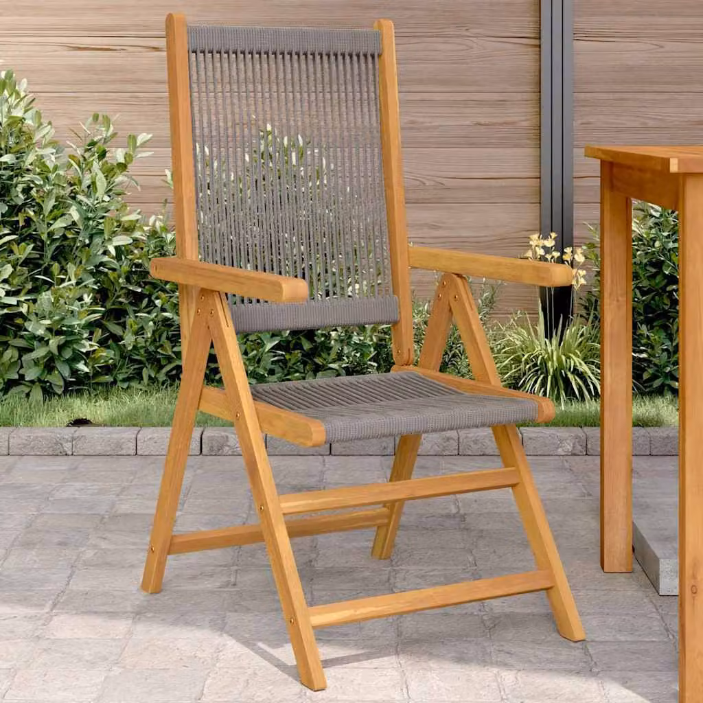 Set di 2 sedie pieghevoli vidaXL in legno di acacia e polipropilene, grigie, con braccioli
