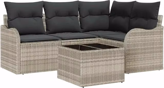 Set Divano da Giardino | Set Salotto da Giardino Grigio chiaro polyrattan