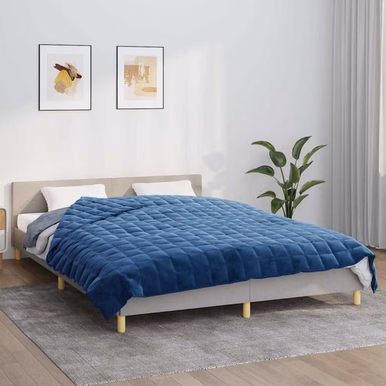 Coperta Ponderata vidaXL Blu in Microfibra Traspirante e Anallergica L 220 cm x P 240 cm, 11 kg