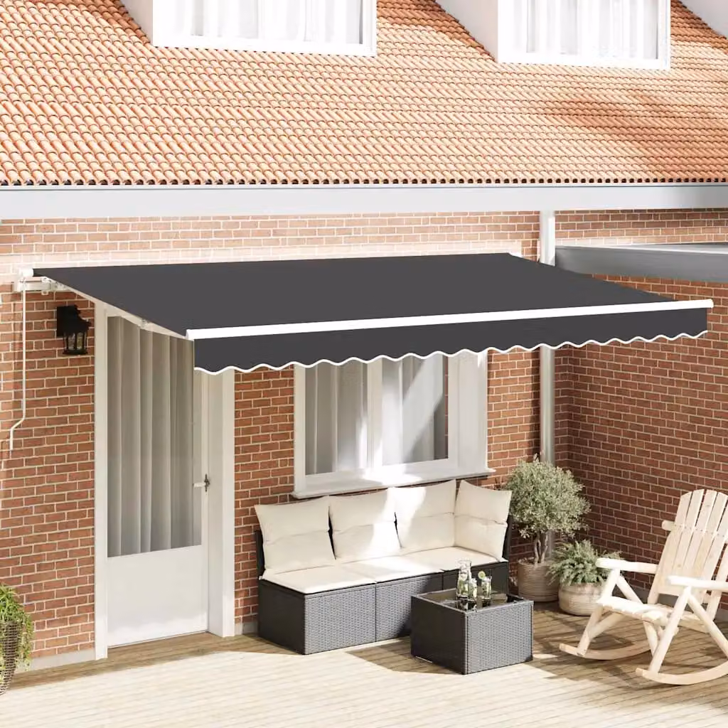 Tenda retrattile vidaXL con bracci pieghevoli in alluminio e tessuto in poliestere, colore Antracite, L 400 cm x P 200 cm