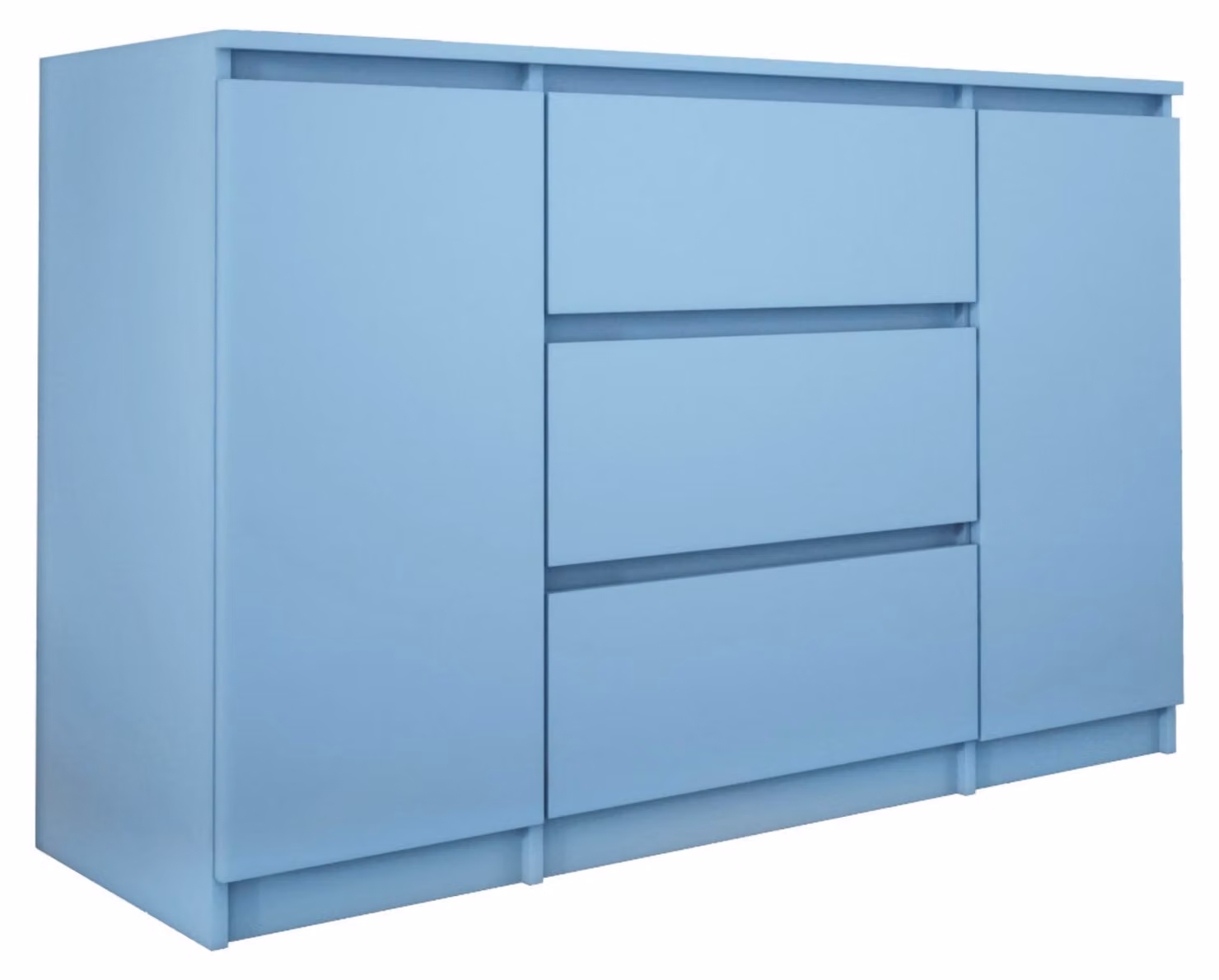 Comodino con 2 ante e 3 cassetti, colore blu, dimensioni 120 x 39 x 78 cm