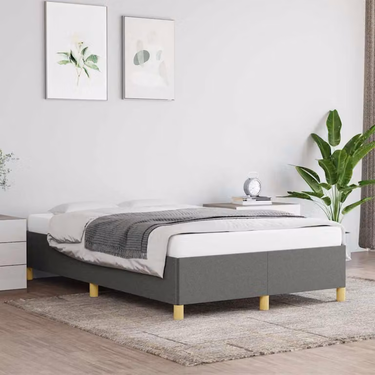 vidaXL Giroletto senza Materasso in Tessuto Grigio con Listelli in Legno L: 120 cm, P: 190 cm