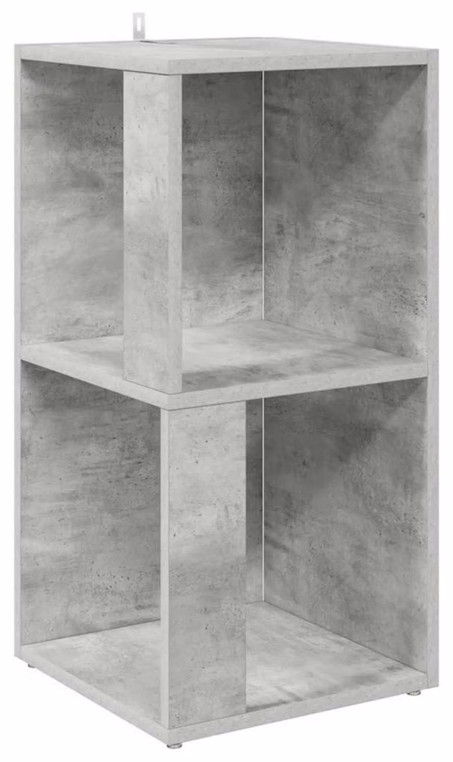 Scaffale angolare, colore grigio cemento, materiale composito, dimensioni 33x33x67 cm