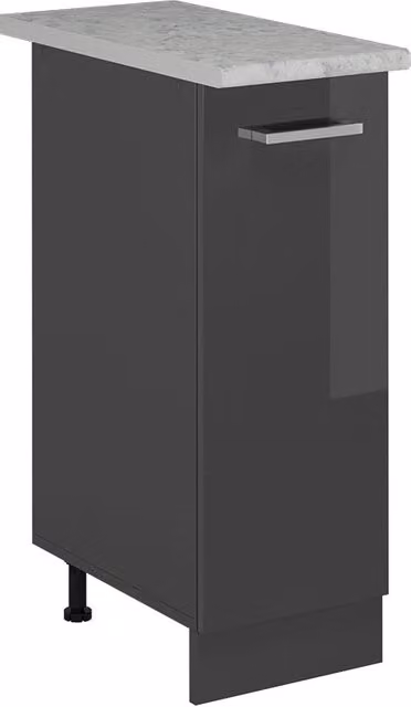 Armadio cucina dispensa alto R-Line Antracite lucido/Antracite 30 cm PL Marmo Vicco