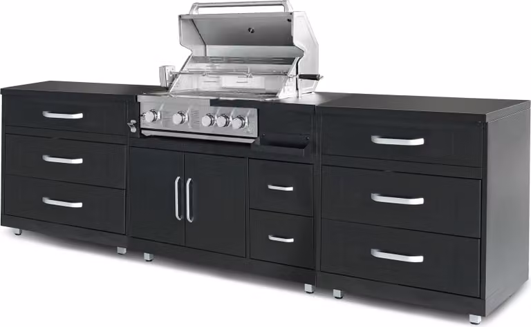Cucina da esterno a 3 pezzi con barbecue nero - Oviala Memphis