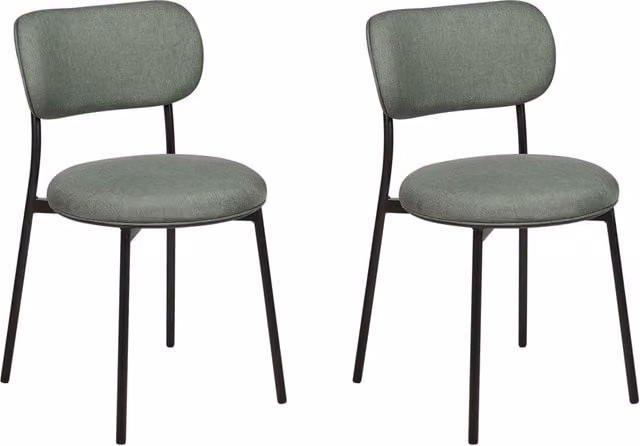 Set di 2 sedie da pranzo Verde Sedute in poliestere Gambe in metallo senza braccioli per la sala da pranzo Cucina