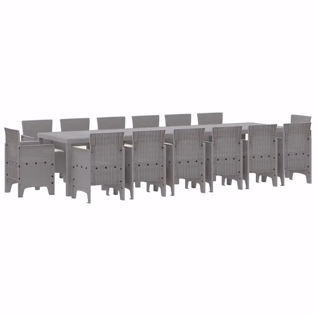 Set da pranzo per giardino e terrazza vidaXL in polyrattan grigio chiaro, 15 pezzi – 2