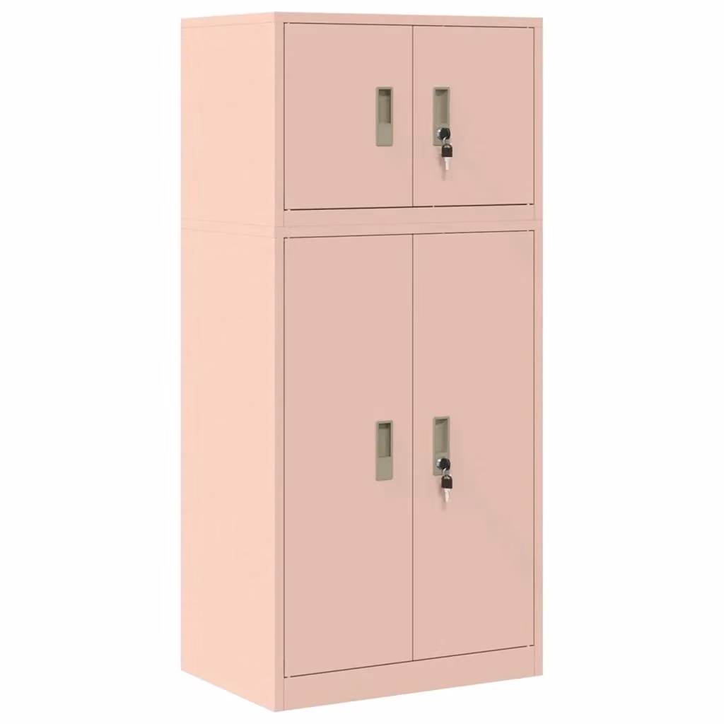 Armadio in metallo vidaXL con ante a battente e serratura, Rosa opaco, L/P/H: 60 x 40 x 130 cm – 2