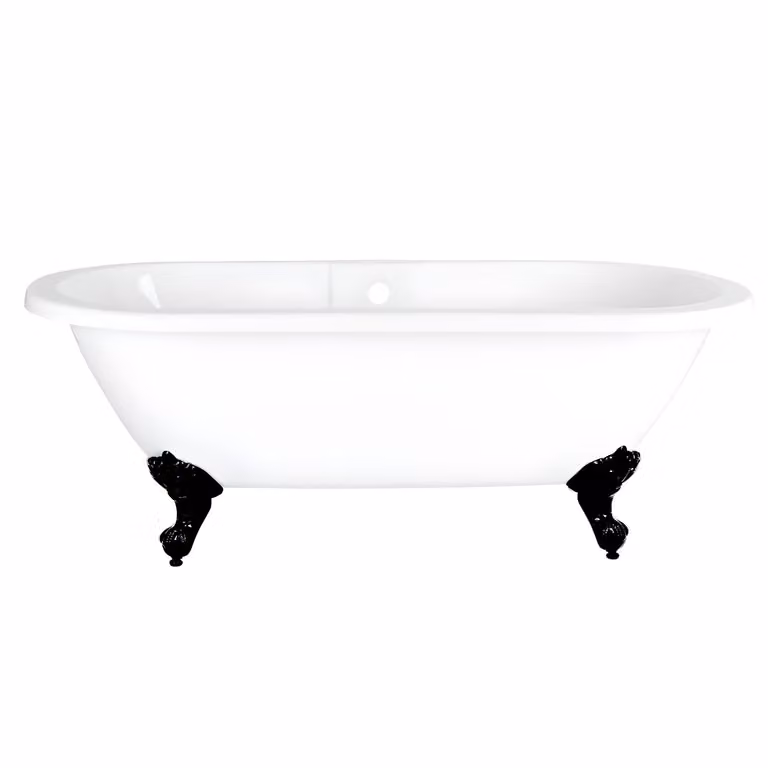 Vasca da Bagno Freestanding a Doppia Estremità con Bordo Arrotondato - 1780 x 825mm con Piedini Tradizionali Neri - Legend