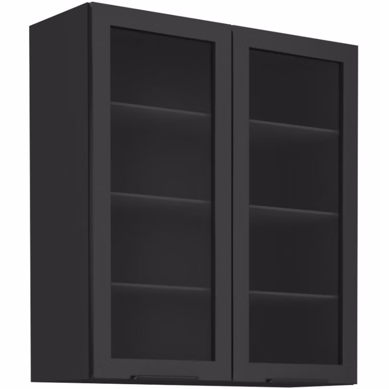 Vetrina alta AGAFIJA - larghezza 80 cm, cashmere / nero