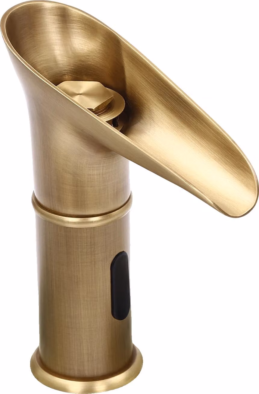 Miscelatore automatico per lavabo a sensore, funzionamento touchless, design moderno, oro