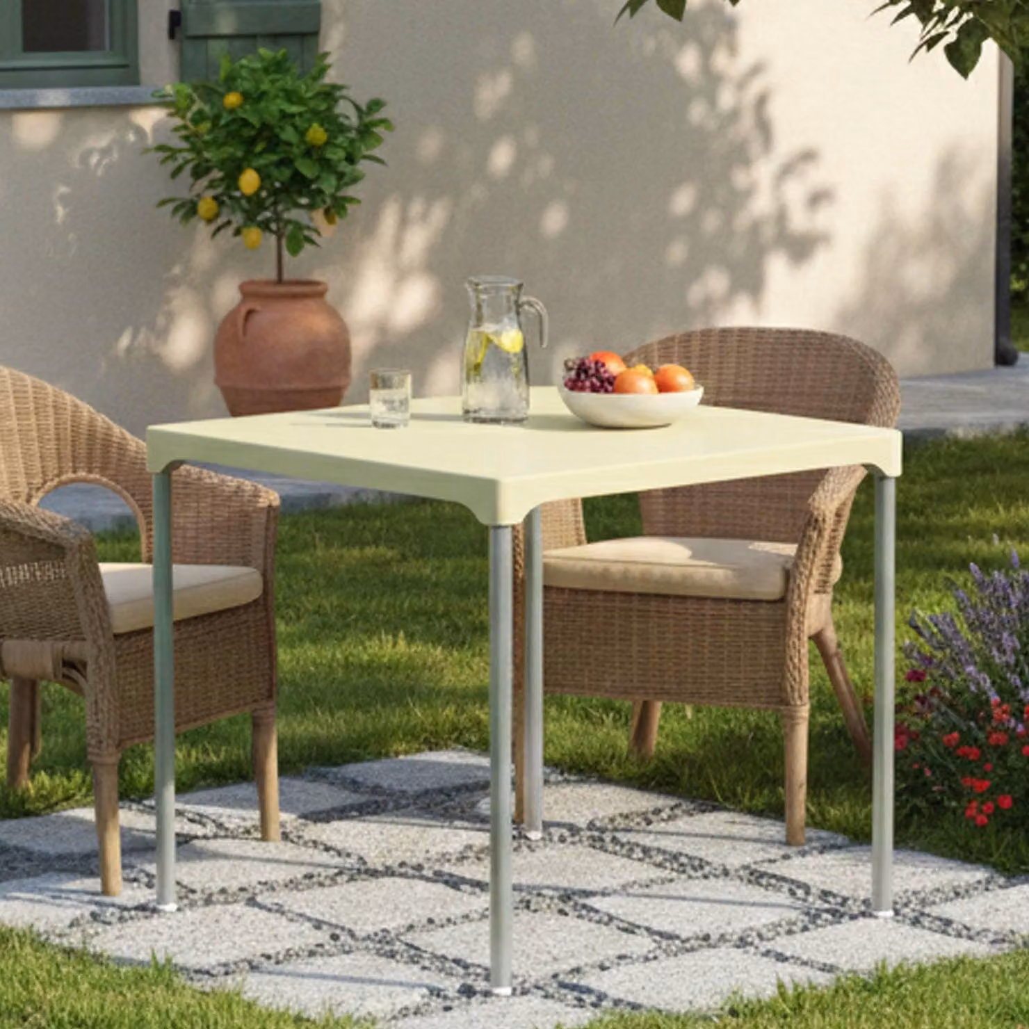 Brownstown - Tavolo da Esterno, 75x75x72h cm Beige, 4 Posti Italy