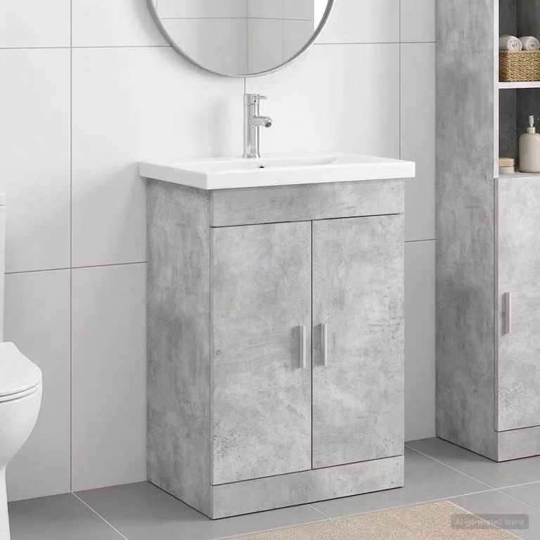 Set di mobili per il bagno moderni vidaXL in MDF Grigio e Argento L/P/H: 61 x 25,56 x 84,5 cm