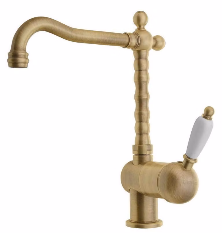 Rubinetto da cucina KIRKÉ WHITE, leva bianca, bronzo