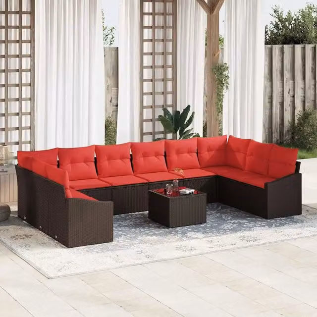 Set di divani 11 pz Marrone polyrattan 3346914