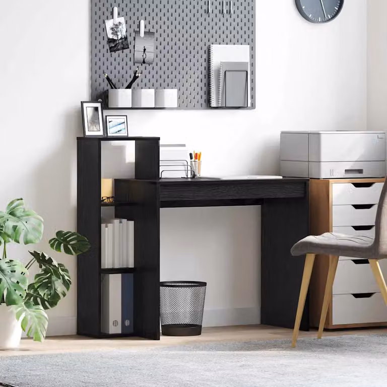Scrivania moderna vidaXL in legno MDF rovere e nero L: 100 cm, P: 40 cm, H: 90 cm