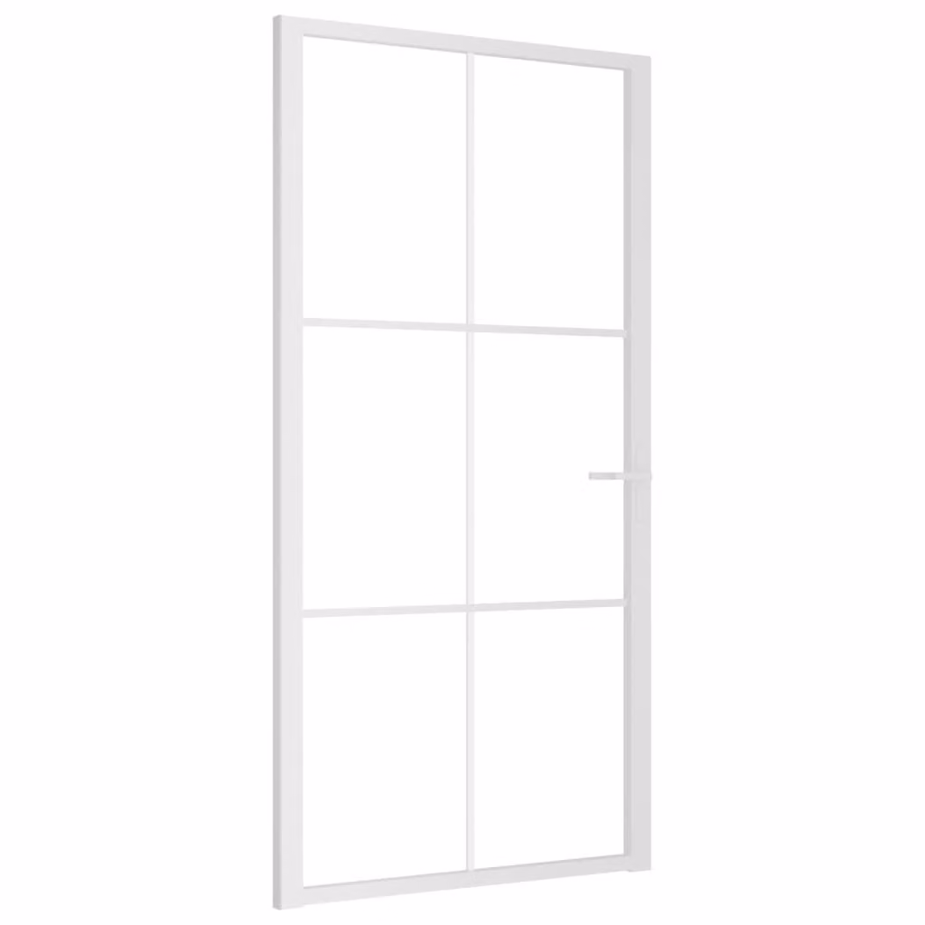 Porta Interna 102,5x201,5 cm Bianca in Vetro ESG e Alluminio