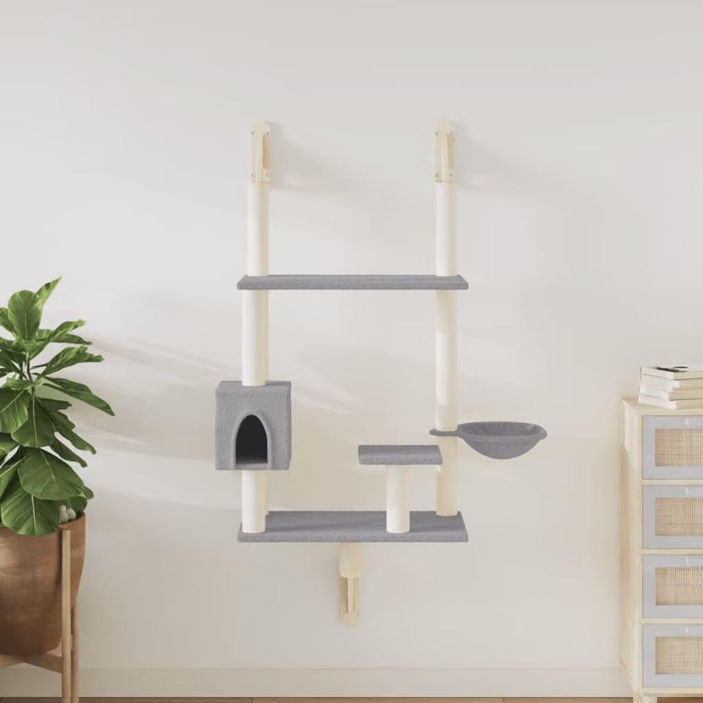 Albero per gatti vidaXL con tiragraffi in sisal e cucce, Grigio Chiaro, Altezza: 153 cm