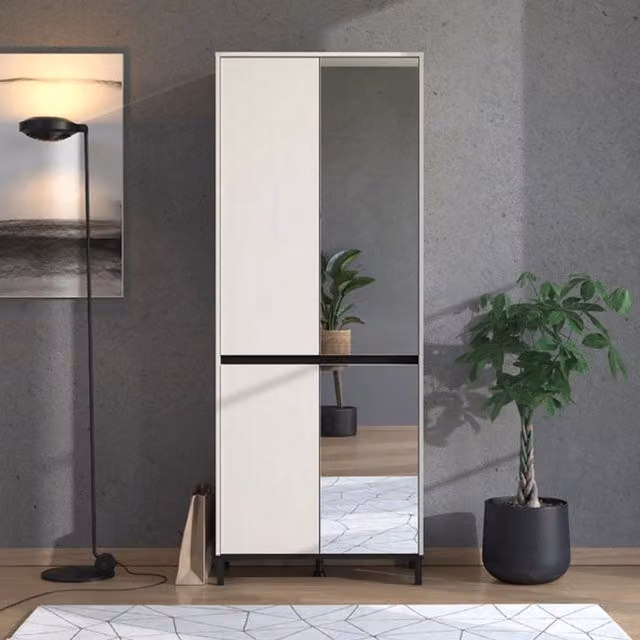 Mobile Portascarpe Scansano, Scarpiera 9 Ripiani, 80x40x205.5h cm Beige Rovere Nodi