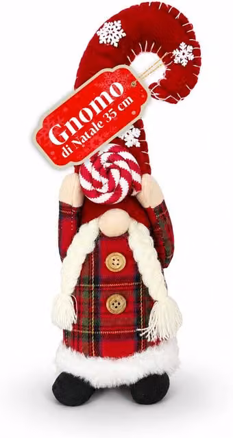 Gnomo di Natale decorativo Saint Joy in tessuto e legno in stile scandinavo disponibile in rosso, bianco, verde o blu