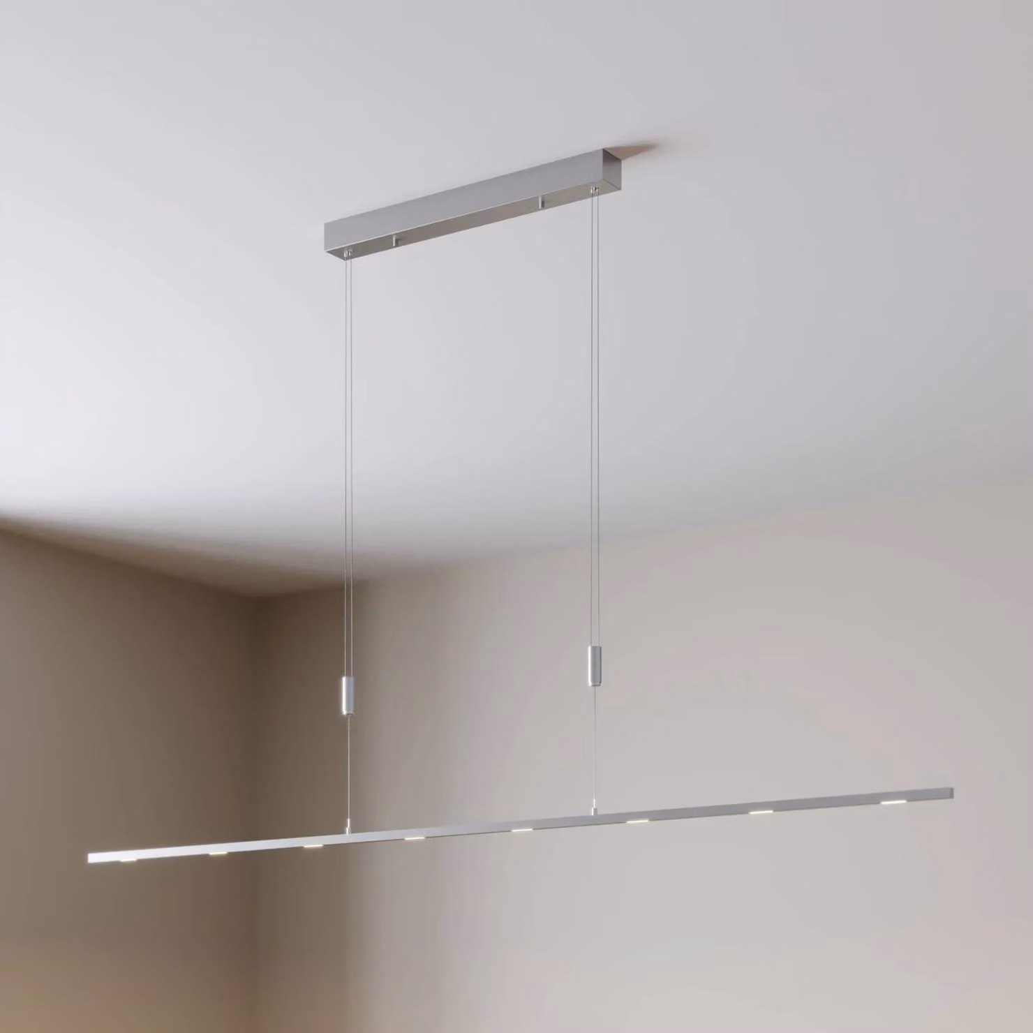 Lampada LED a sospensione Lucande Arnik, 180 cm, color nichel, dimmerabile Arnik Lucande,, Alluminio / Grigio / Zincato, Soggiorno / Sala da pranzo, Metallo, Moderno