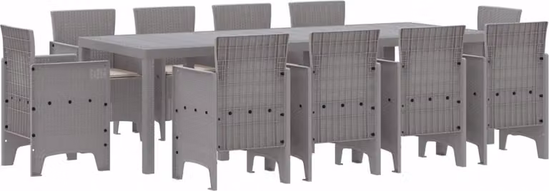 Set da Pranzo per Giardino 11 pcs Grigio chiaro Polipropilene