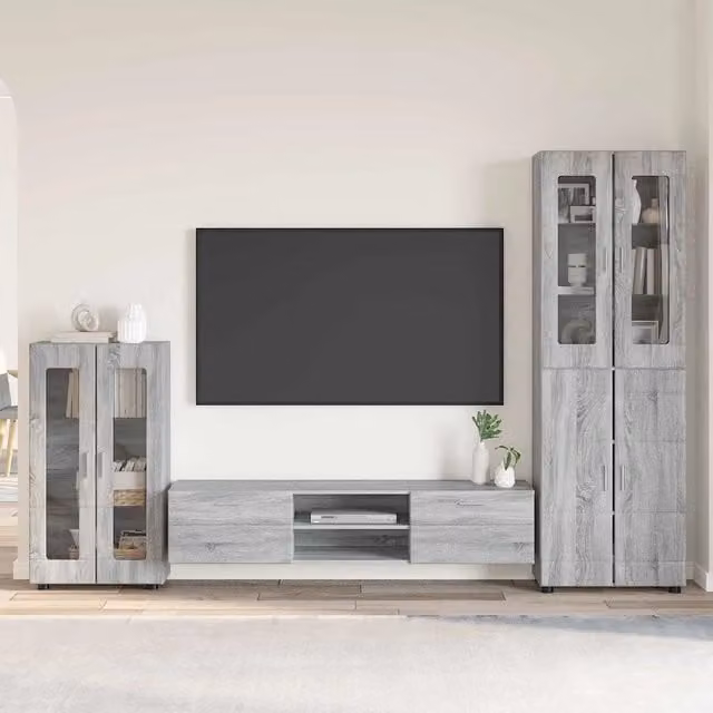 Set mobile TV FLORIN vidaXL 3 pezzi Grigio Sonoma in legno ingegnerizzato L: 150 cm, H: 71,1 cm, P: 39 cm – 1