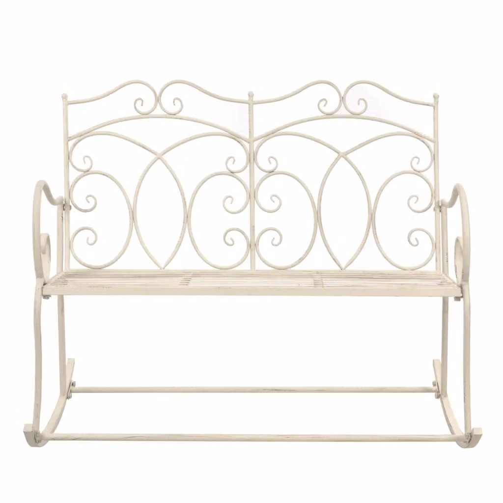 Panchina da Giardino 104 cm in Ferro Bianco Anticato