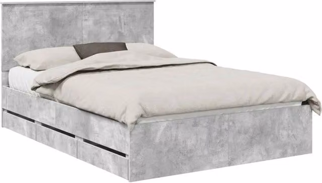 Letto matrimoniale | Letto per adulti | Struttura del letto con cassetto Grigio cemento 135 x 190 cm