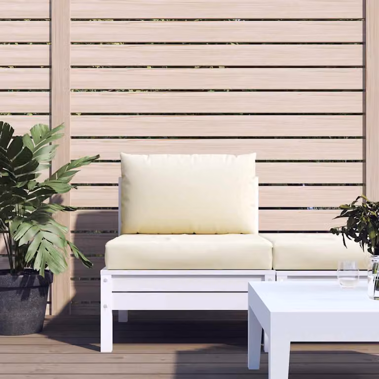vidaXL Set di 2 Cuscini per Pallet in Poliestere Bianco e Beige, Impermeabili e Traspiranti, L/P/H: 60 x 60 x 9,5 cm