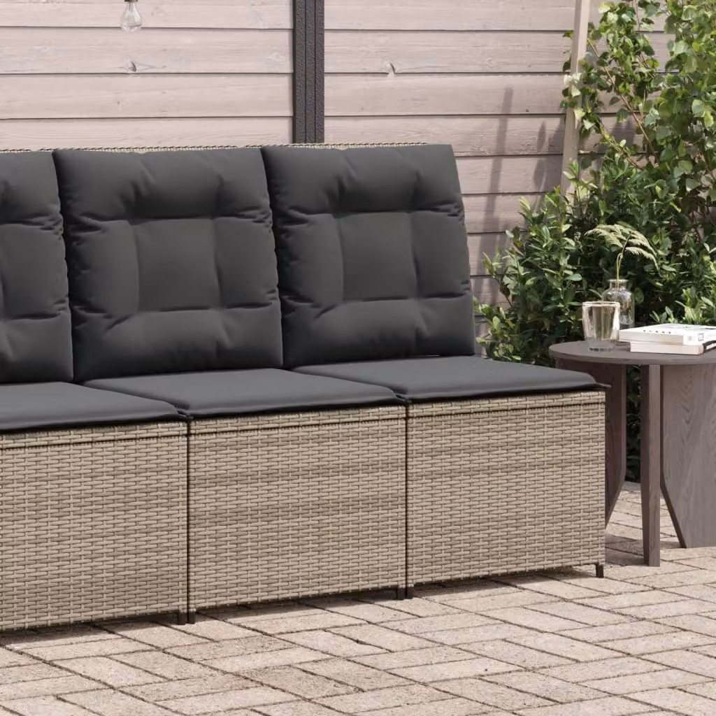 vidaXL Divano da Giardino Reclinabile in Polyrattan Grigio con Cuscini e Poggiatesta Regolabile