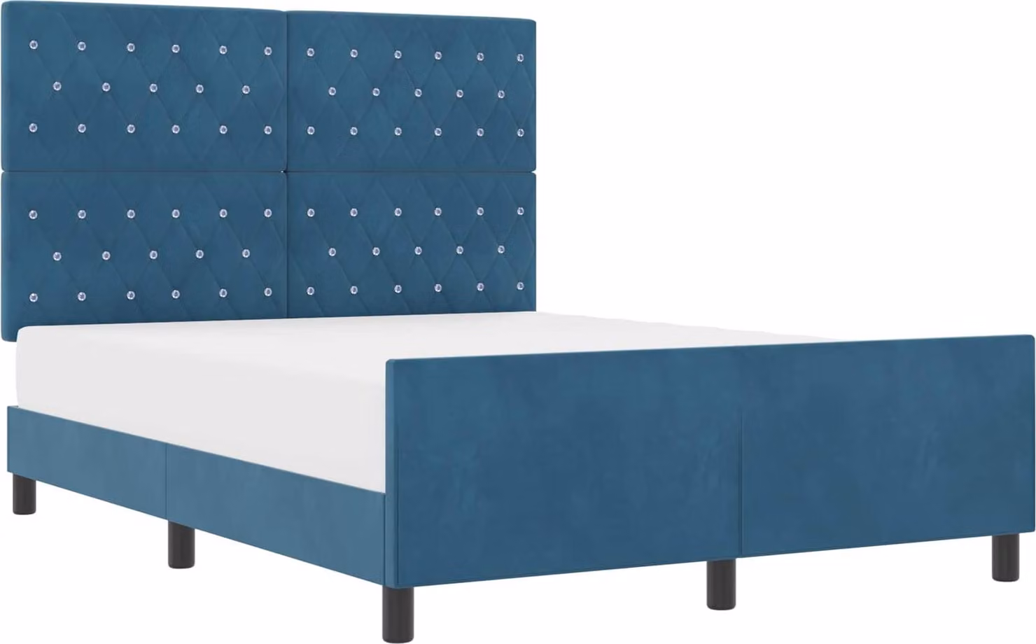 Letto a molle con testata blu scuro 160 x 200 cm in velluto