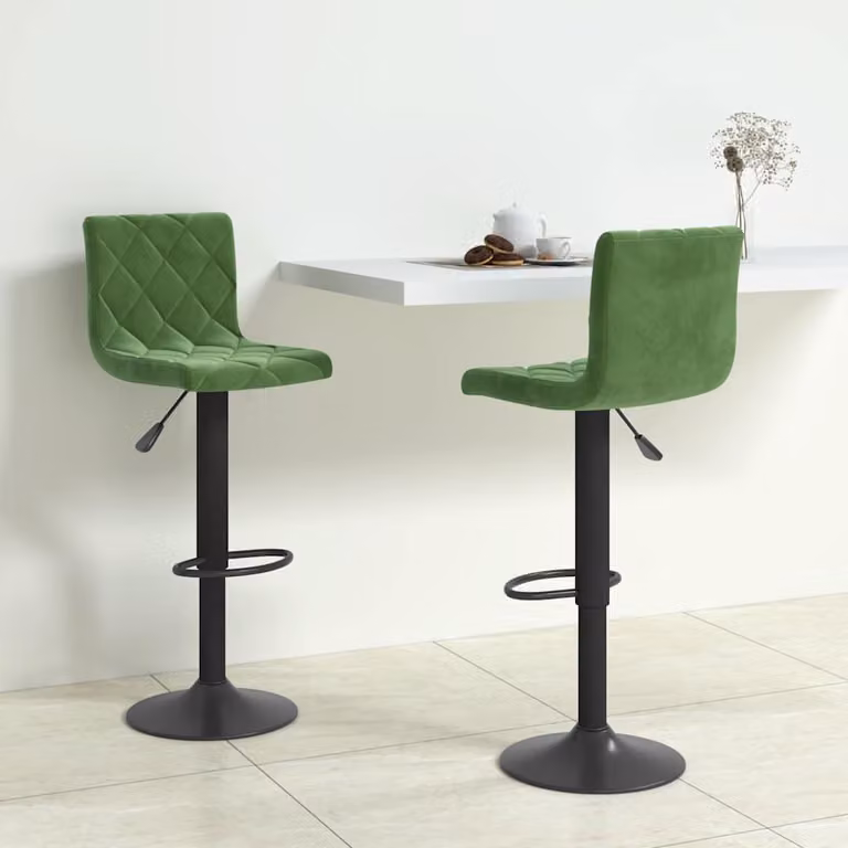 vidaXL Sgabelli da Bar 2 pz Verde Scuro in Velluto