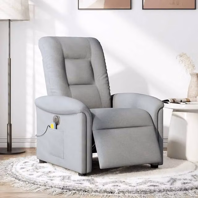 Poltrona Reclinabile Elettrica vidaXL in Tessuto Grigio con Braccioli e Imbottitura in Schiuma – 1