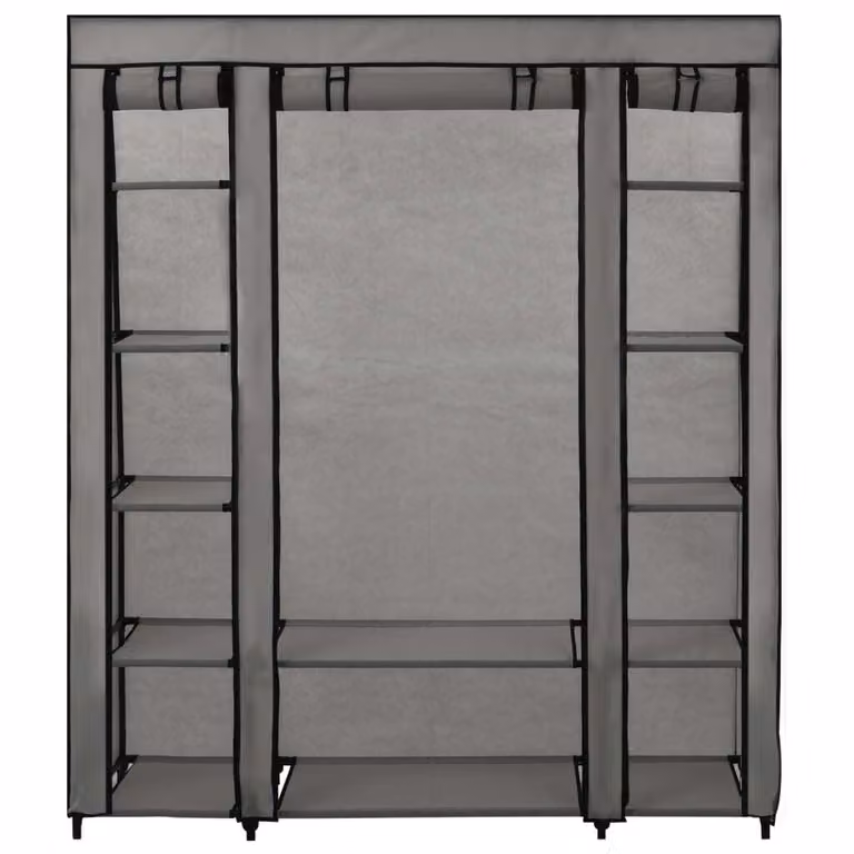 Armadio con Scomparti e Aste Grigio 150x45x176 cm in Tessuto