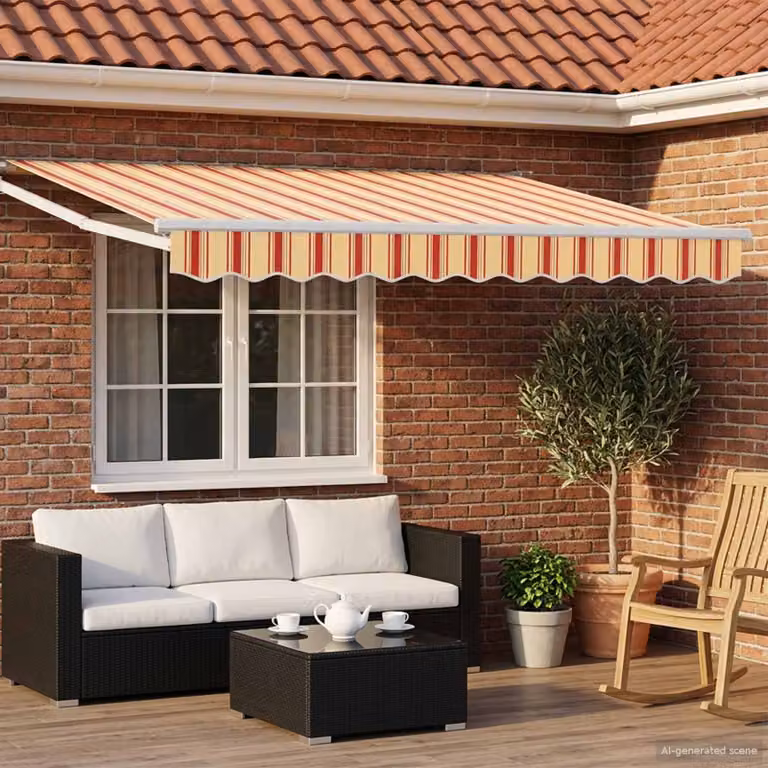 Tettuccio elettrico retrattile vidaXL multicolore con telecomando in poliestere e alluminio L: 3,5 m x P: 2 m