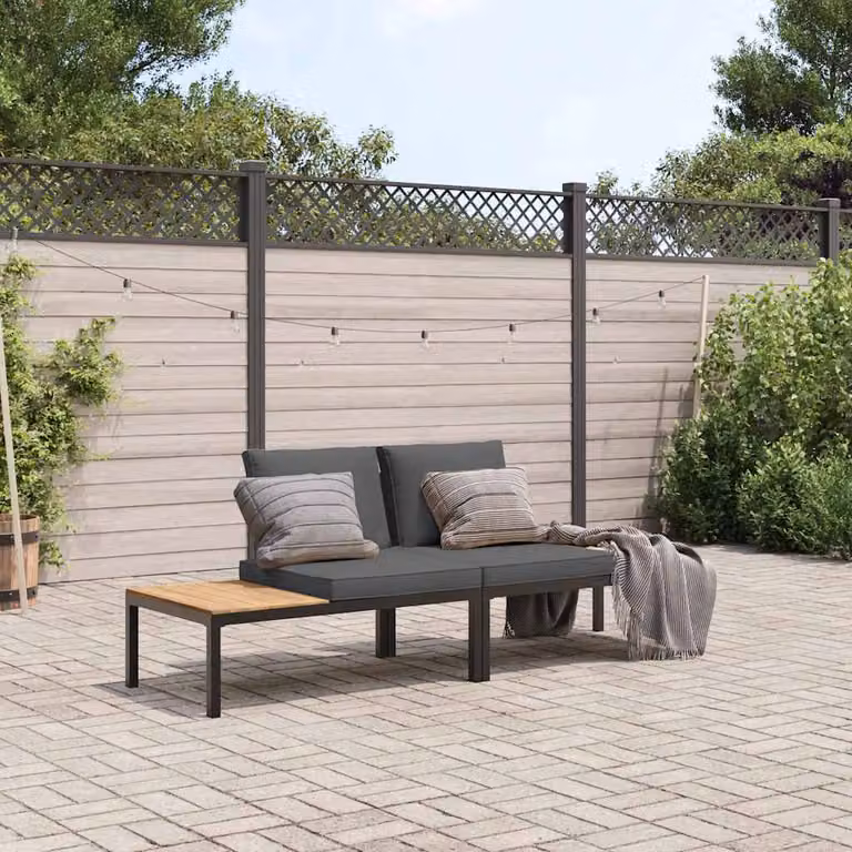 vidaXL Set di 2 Divani da Giardino Moderni con Cuscini in Alluminio Verniciato Nero e Grigio Antracite