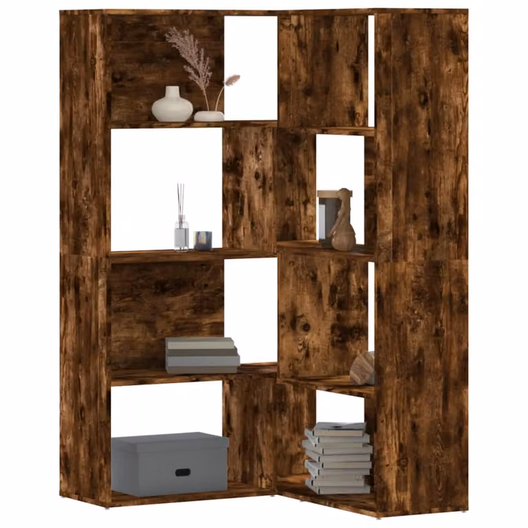 Libreria Angolare Moderna vidaXL con 4 Ripiani in Legno Marrone, L/P/H: 85 x 85 x 140 cm
