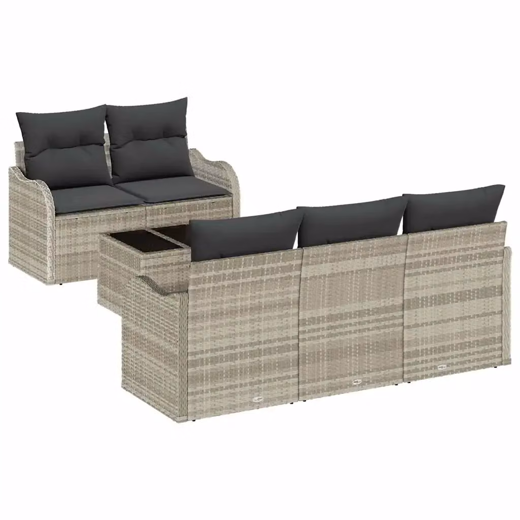 Set Divano da Giardino a L con Tavolino vidaXL in Polyrattan Grigio con Cuscini Imbottiti e Struttura in Acciaio – 2