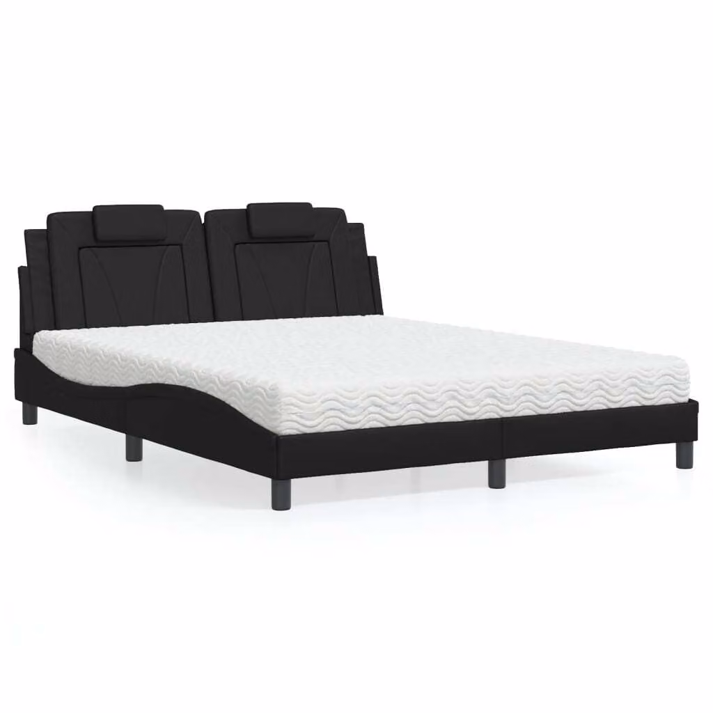 Letto Viana con Materasso Nero 160x200 cm in Pelle finta