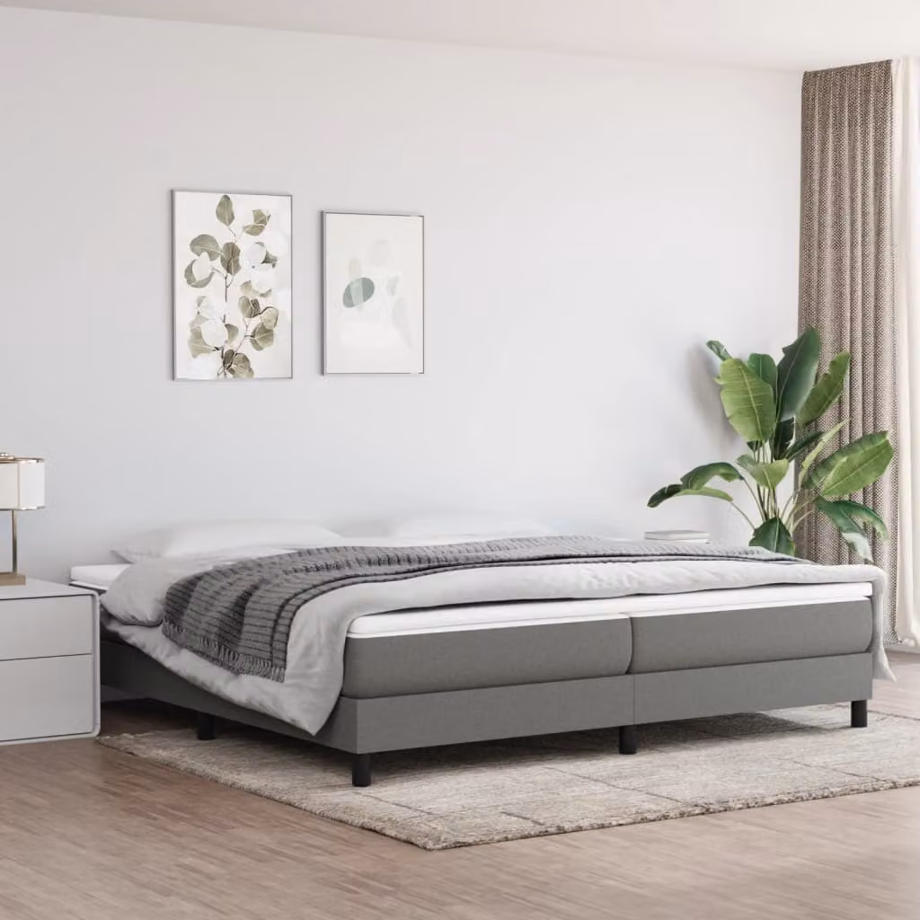 The Living Store Box spring bed grigio scuro 200x200 cm tessuto
