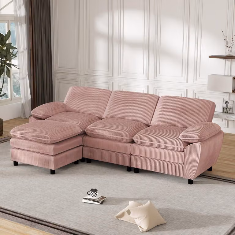Divano a tre posti - Divano - Sofà - Divano letto - Panchina imbottita - Con poggiapiedi - Rivestimento confortevole - Colore scuro, design moderno