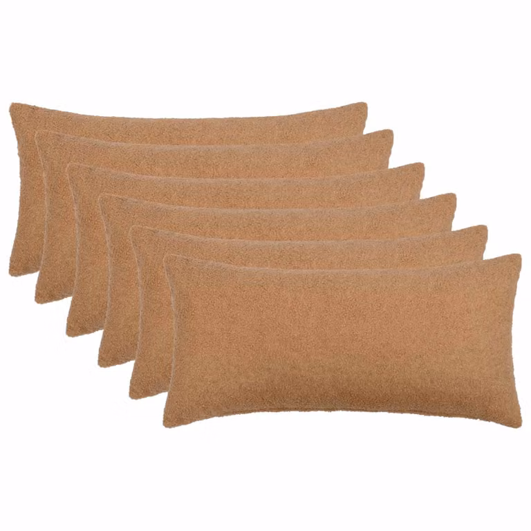 Set di 6 federe vidaXL HEERLEN in tessuto bouclé beige, L 40 cm x P 70 cm