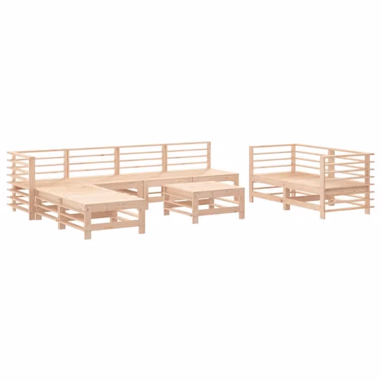 Set Salotto da Giardino 9 pz in Legno Massello di Pino