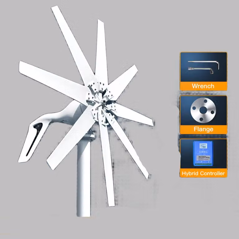 Turbina eolica - Turbina eolica orizzontale - Piccolo generatore eolico - Energia sostenibile - Potenza: 1000W