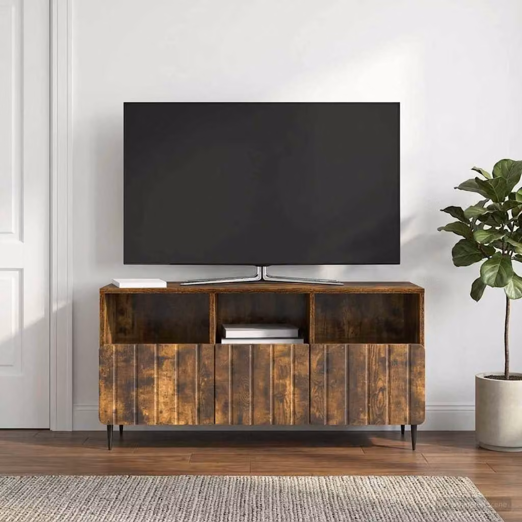 Mobile TV vidaXL in legno e metallo color marrone, L 102 x P 34,5 x H 50 cm