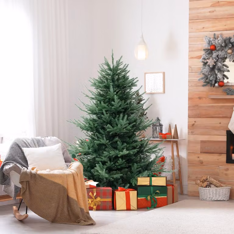 Albero di Natale artificiale Costway verde con 442 punte di rami e 160 luci LED bianche calde in PE e PVC, Altezza: 135 cm
