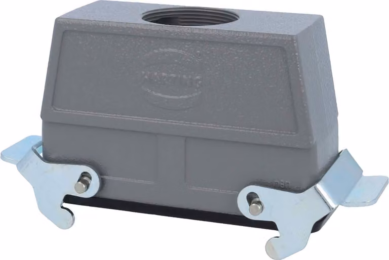 HARTING Han 24B Alloggiamento connettore alto, 1xM40 uscita cavo diritta, con 2 staffe trasversali Vite M40 Area di serraggio